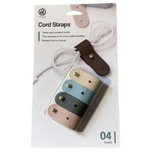U Brands Cord Straps Cable Organizers w/ Snap Buttons Multicolor 4 Count NEW